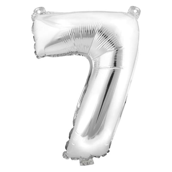 Aluminum Foil Number Balloon "7", Silver, 34-Inch