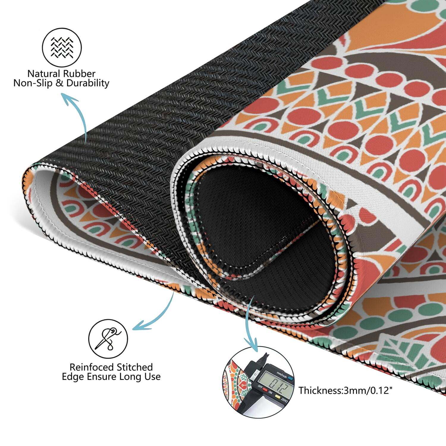 Mandala Mahjong Mat for Table, 31.5*31.5in Anti Slip American Mahjong Table Cloth, Noise Reduction, Neoprene Mah jongg Mat with Carrying Bag & 3 Dices, Mahjong Accessories Gift, Board Tile Games Mats