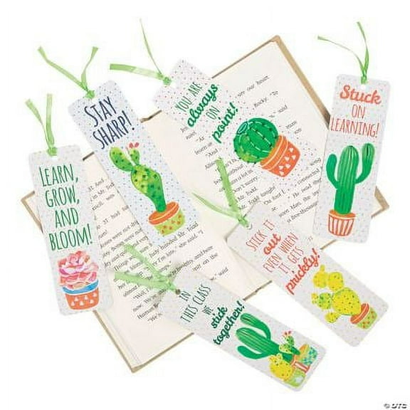 Laminated Cactus Bookmarks, Birthday, Stationery, 48 Pieces