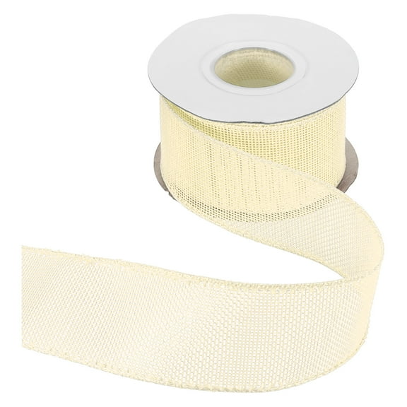 Uxcell Burlap Wired Ribbon 2" x 10 Yard Wired Edge Ribbon Woven Strap, Light White