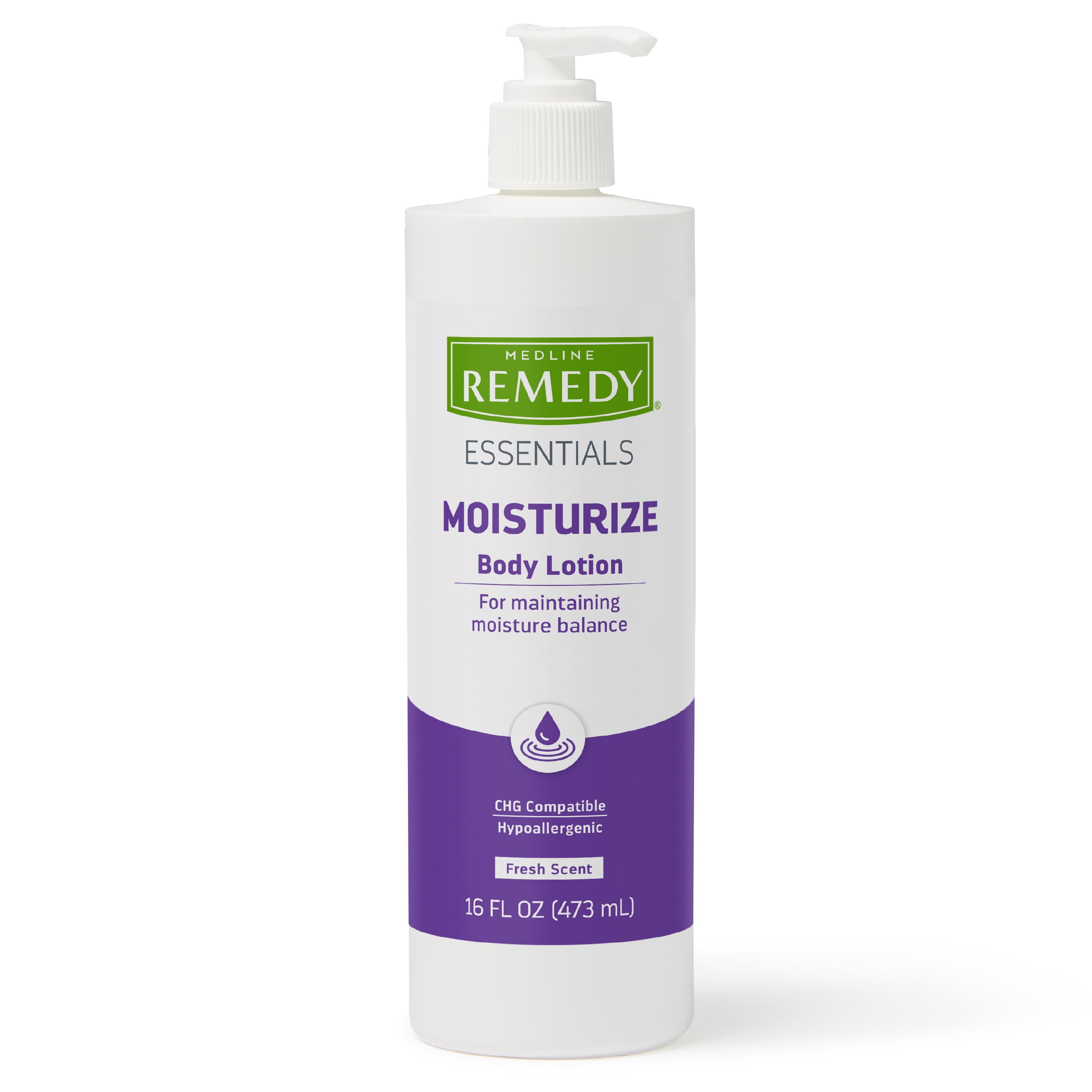 Medline Remedy Essentials Moisturizing Body Lotion (16 oz Bottle), 12 Count, Fresh Scent, Hydrating, Non-Greasy, For Dry Skin