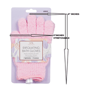 Cala Spa Solution Exfoliating Bath Gloves, (Pink) (1 Pair)