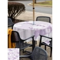 thumbnail image 5 of Outdoor Tablecloths with Umbrella Hole & Zipper, Purple White Floral 60x60 Inch Square Tablecloths, Spring Botanical Leaves Farmhouse Waterproof Table Cloth, Patio/Pool/Picnic Table Covers, 5 of 8