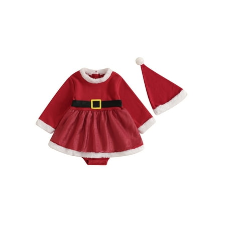 

Owls Yard Baby Girl Christmas Romper Dress Fuzzy Long Sleeve Jumpsuit Hat