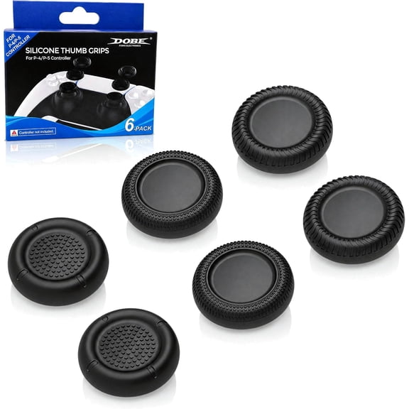 DOBE Silicone Thumb Grips for PS5 and PS4 Controllers, 6-Pack Anti-Slip Analog Stick Caps, Soft Thumbstick Grip Covers for DualSense and DualShock 4