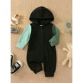 thumbnail image 2 of Loicainy Baby Toddler Girl Boy Hooded Romper, 3 6 12 18 Months Long Sleeve Patch Color Casual Fall Spring Long Jumpsuit, 2 of 9
