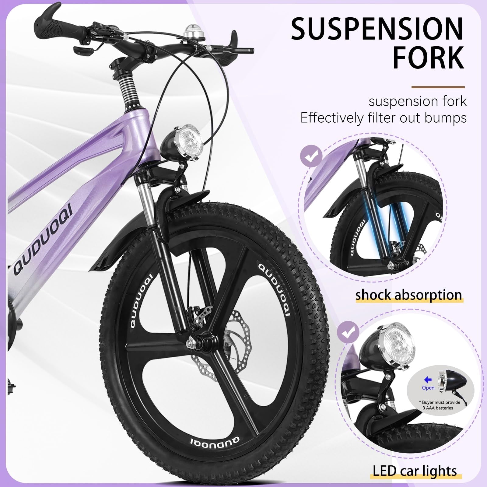 HappyToysWorld20 Inch Kids Bike, 7-Speed Mountain Bike for Ages 8-12, Lightweight Youth Bicycle with Magnesium Alloy Frame, One-Piece Wheels