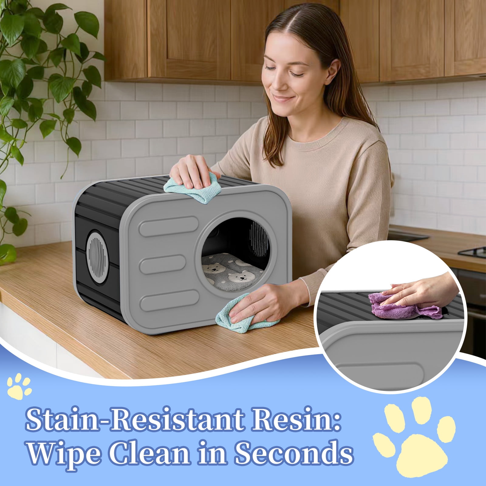 EasyUp Cat House for Indoor & Outdoor Cats, Resin Weatherproof Cat House with Camera-Shaped Design, Versatile for Home & Yard Use