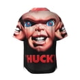 thumbnail image 6 of Lsque Chucky print Men's Cuban Collar Short Sleeve Shirt Summer Beachwear Casual Button Down Fashionable Vacation Leisure Shirt-Medium, 6 of 7