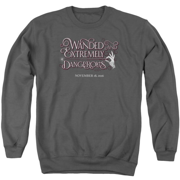 Trevco Sportswear WB216-AS-4 Fantastic Beasts Wanded Adult Crewneck Sweatshirt, Charcoal - Extra Large