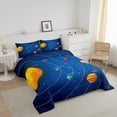 thumbnail image 2 of Outer Space Bedding Full Size Solar System Comforter Set Teens Universe Themed Bedroom Decor Bedding Comforter Sets Blue Galaxy Planet Print Duvet Insert Space Theme Quilt, 2 of 5