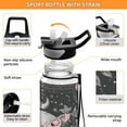 thumbnail image 4 of 1000ML Transparent Sports Water Bottle with Handle & Straw Portable Water Bottle for Outdoor Camping Gym Butterfly by Moon and Flowers, 4 of 7