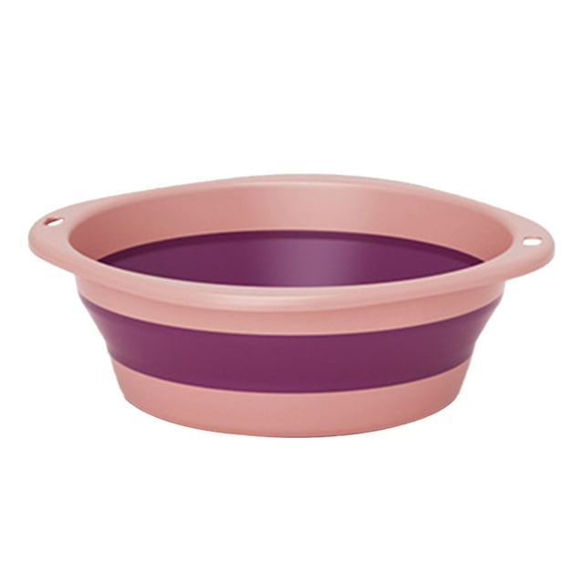 Pink Collapsible Foldable Wash Basin Multi Purpose Plastic Tub For Kitchen Camping Bbq Laundry Foot Bath Storage 12.6 X 12.6 X 3.54 Inches 0.324 Lb