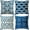 Blue/Beige, variant on Set of 4 Decorative Geometric 18 x 18 Inches Throw Pillow Covers - Modern Pattern Linen Square Pillow Cushion Case for Sofa Couch Bed Home Outdoor Car (18" x 18", Blue/Beige)