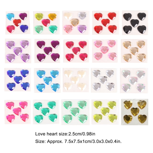 Heart Rhinestone Stickers Acrylic Crystal Gems Multipurpose Decorative Handheld Clothes Scrapbooking DIY Crafts Necklace Grass Green