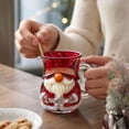 thumbnail image 5 of OANLKGI Santa Gnome Glass Mug Holiday Shaped Coffee Mug 4.8 IN High with Handle for Hot Cocoa Tea Water Home Office Kitchen Table Decor, Red, 5 of 5