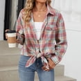 thumbnail image 4 of Futezty Plaid Shirts for Women Loose Fit Boyfriend Button Down Shirt Long Sleeve Casual Flannel Blouse Tops, 4 of 5