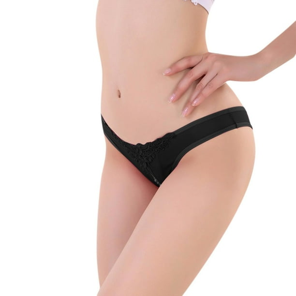 Panties for Womens Transparent Pearl Massage Crotch Thong Underwear