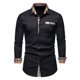 thumbnail image 1 of Blusa y camisa de manga larga con cuello vuelto para hombre, informal, de moda, con bolsillo y manga larga, para hombre, 1 of 3
