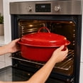 thumbnail image 3 of VAETTLO 8.7-inch Covered Round Roaster Red – 3lb Capacity Mini Roaster Enamel Steel Cookware, Dishwasher Safe, Even Heat Distribution for Poultry Meat Vegetables, 3 of 8