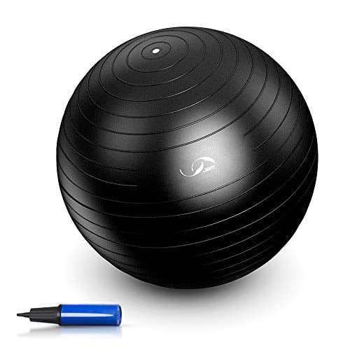 JBM Exercise Yoga Ball with Free Air Pump 4 Sizes 5 Colors 200 lbs Anti-Burst Slip-Resistant Yoga Balance Stability Swiss Ball for Fitness Exercise Training Core Strength Silver, 50cm-55cm 