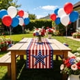 thumbnail image 6 of Ouuluon 4th of July Table Runner Patriotic Table Scarf, Printed Long Table Runner for Home Restaurant Holiday Scene Decor, 6 of 7