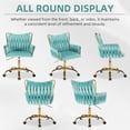 thumbnail image 3 of Westice Velvet Desk Chair, Home Office Gold Comfy Chair with Hand Woven High Back, Height Adjustable Swivel Chair with Comfy Upholster for Makeup Vanity Living Room Bedroom, Light Blue, 3 of 9