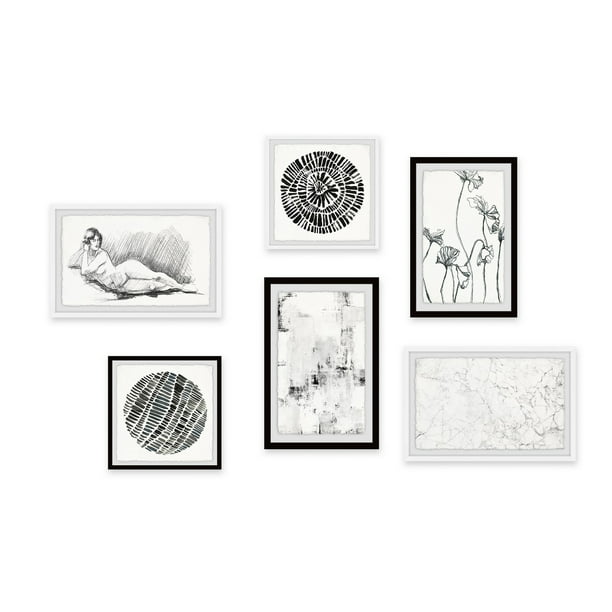 MARMONT HILL - Handmade Hazy Lines Hexaptych - Multi-color - Walmart ...