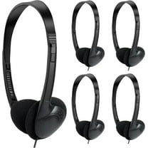 epacks Bulk Over The Head Inexpensive Disposable Headphones Wholesale Lot Kids Individually Bagged for Schools, Libraries, Hospitals (25 Pack, Black)