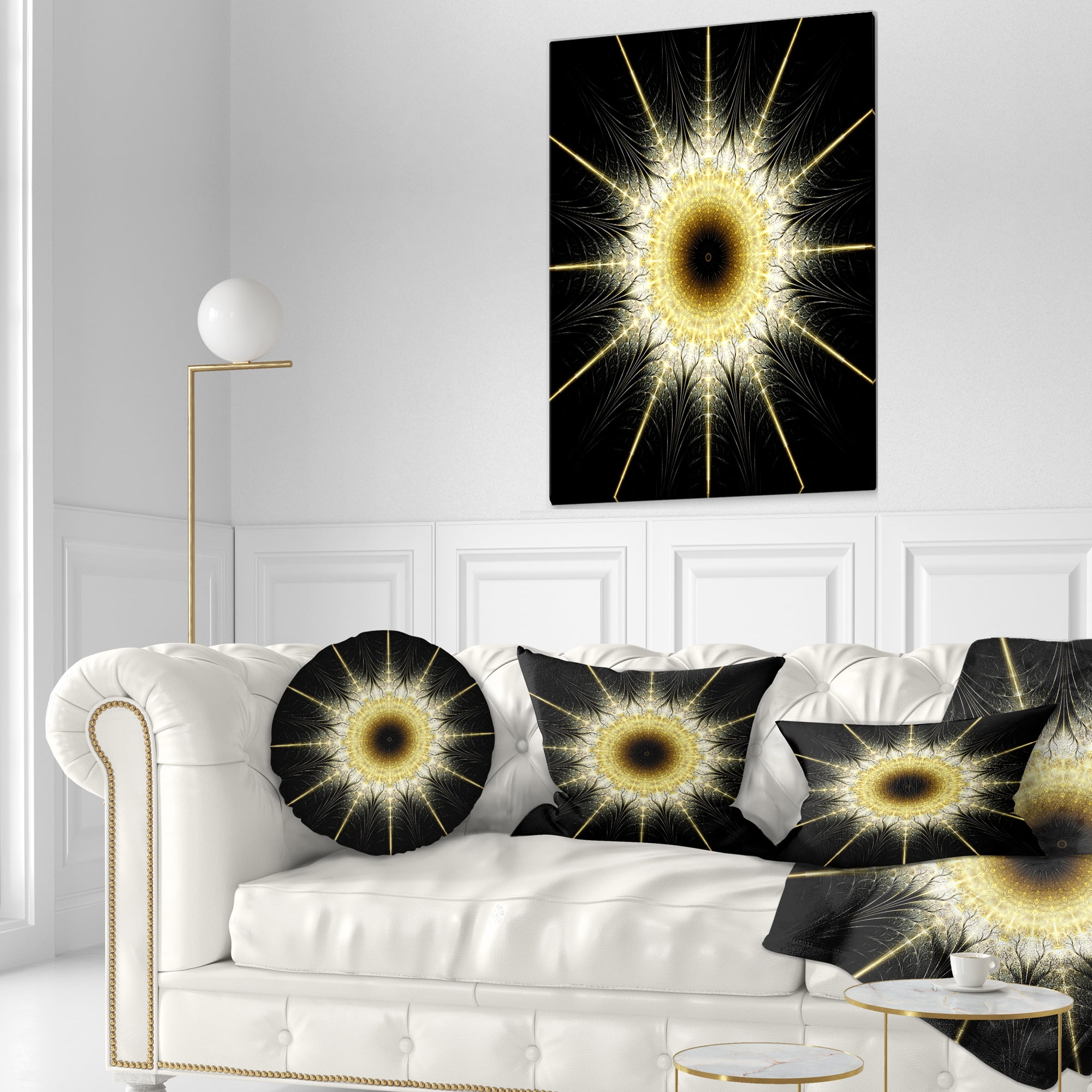 Designart 12" x 20" Contemporary, Modern Black Polyester Throw Pillow