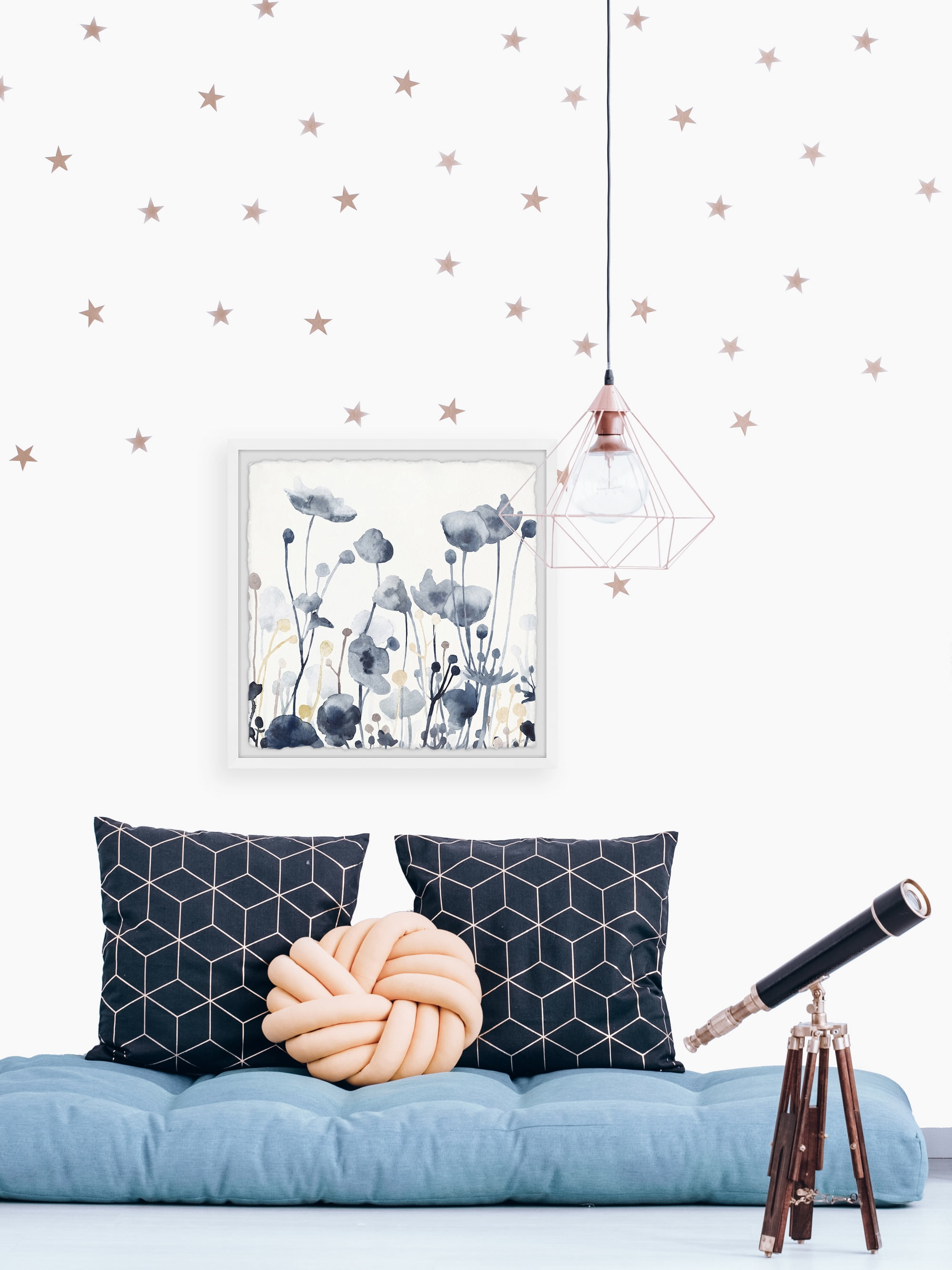 Marmont Hill Flower Blues Framed Wall Art, 32" x 32"