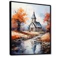 thumbnail image 2 of Designart "Serene Countryside Chapel III" Spiritual Framed Wall Art - Cabin Orange Church Entryway Framed Wall Art, 2 of 6