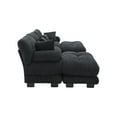 thumbnail image 6 of Noble House 3-Seater U-Shape Cloud Couch, Pelletized Velvet Sectional Sofa with Ottomans, Bolster Armrests, Black, 6 of 14