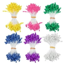 Uxcell 900-Pack Flower Stamens for Crafts, 5mm Double Heads Artificial Pearl Floral Pistil for DIY Making[Green and Five Colors]