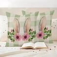 thumbnail image 3 of Sage Green Plaid Easter Outdoor Waterproof Pillow Covers, Spring Summer Floral Checkered Rustic Decorative Square Throw Pillowcase Sofa Cushion Sham for Patio/Couch/Chair, 26"x26" 2 Pack, 3 of 8