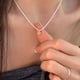 thumbnail image 4 of Collar con colgante de piedra natal creada de corte redondo brillante de plata de ley, collares para mujer, sintético, 4 of 5