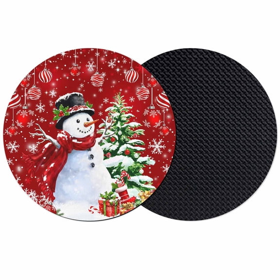 Red Snowman Coasters for Drinks,Absorbent Non Slip Rubber Drink Coasters Set of 2 for Cup,Table,Bar,Home Decor, Christmas Balls Tree Gift Snowflake