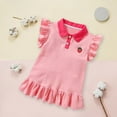 thumbnail image 6 of vdgthytj Toddler Baby Girls Shirt Dress Cute Strawberry Lapel Ruffle Sleeve Summer Party Sundress 1-6 Years, 6 of 8