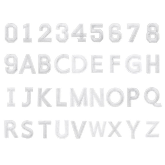 72 Pcs Iron on Letters and Numbers, 1.5 Inch A-Z Letter Patches and 0-9 Number Patches for Clothing White
