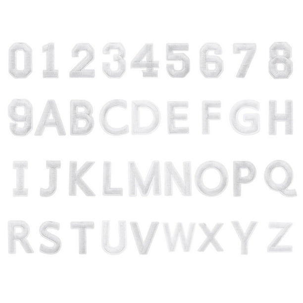 72 Pcs Letras y Números Planchar, Parches de Letras A-Z de 1.5 Pulgadas y Parches de Números 0-9 para Ropa Blancos