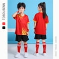 thumbnail image 3 of WAYUTE Kids Youth Boys Short Sleeve V Neck Sports Soccer Shirt for Children Stretchy Breathable Training Outfit Casual Outfit Sets, 3 of 3