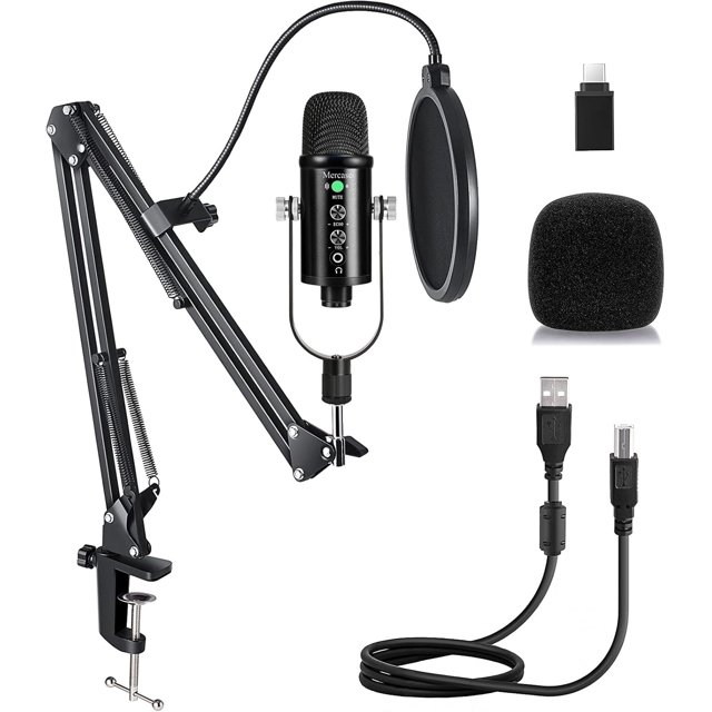 Micrófono USB de condensador para PC, transmisión de podcasts, juegos, vídeos de YouTube, grabación de música y reproducción de voz.