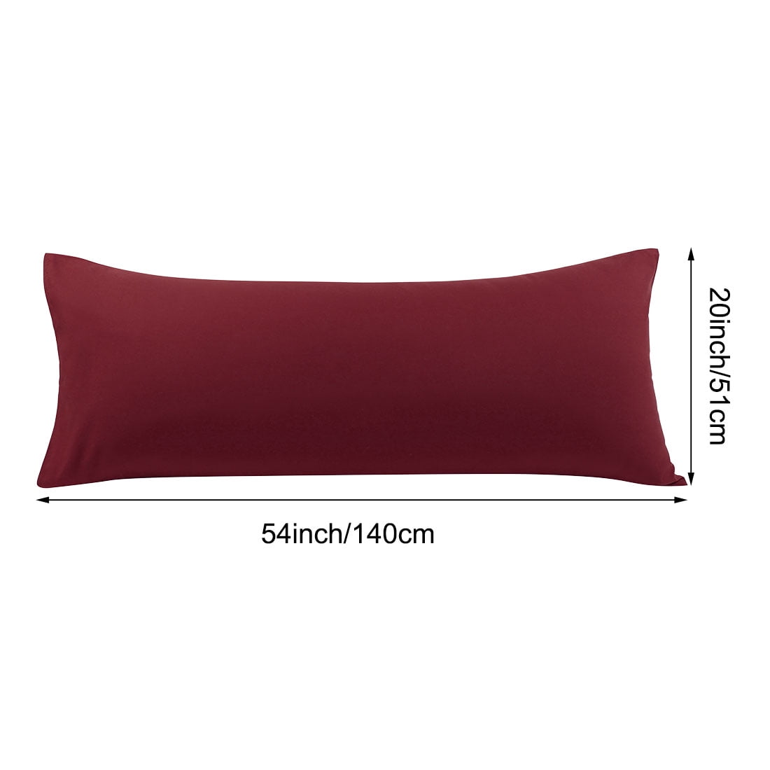 Unique Bargains Microfiber Solid Body Pillow Cover, 20" x 54", Burgundy