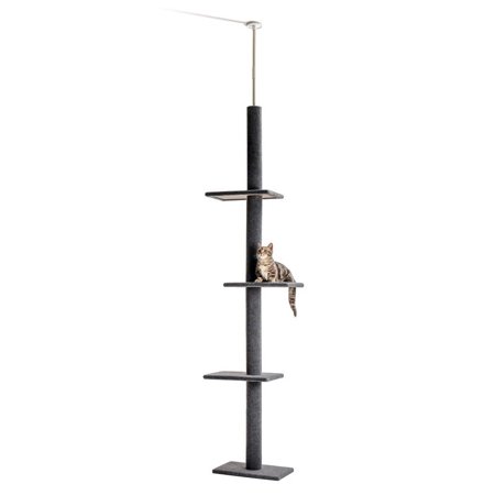 ZephyPaws 90 inch Cat Climbing Posts Adjustable,Three Tier Floor-to-Ceiling Cat Tree Cat Climbing Tree 9 Feet Grey