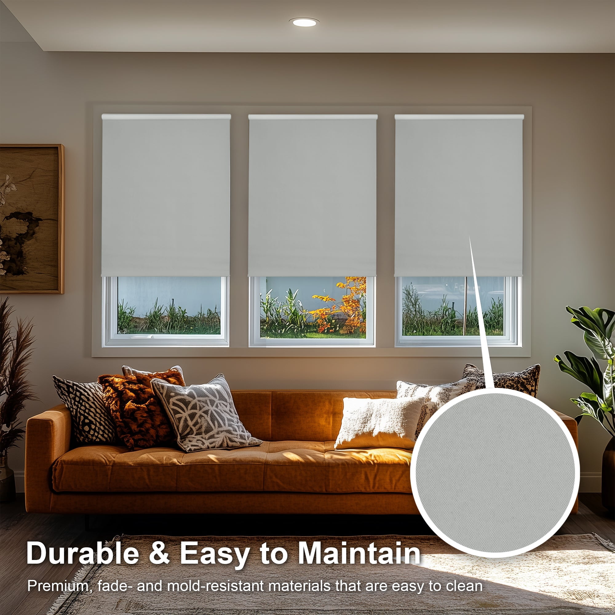 Chicology Blackout Roller Shades| Cordless Room Darkening Window Blinds |69.5"W X 64"H| Privacy Shades for Bedroom & Living Room | UV Protection | Gray