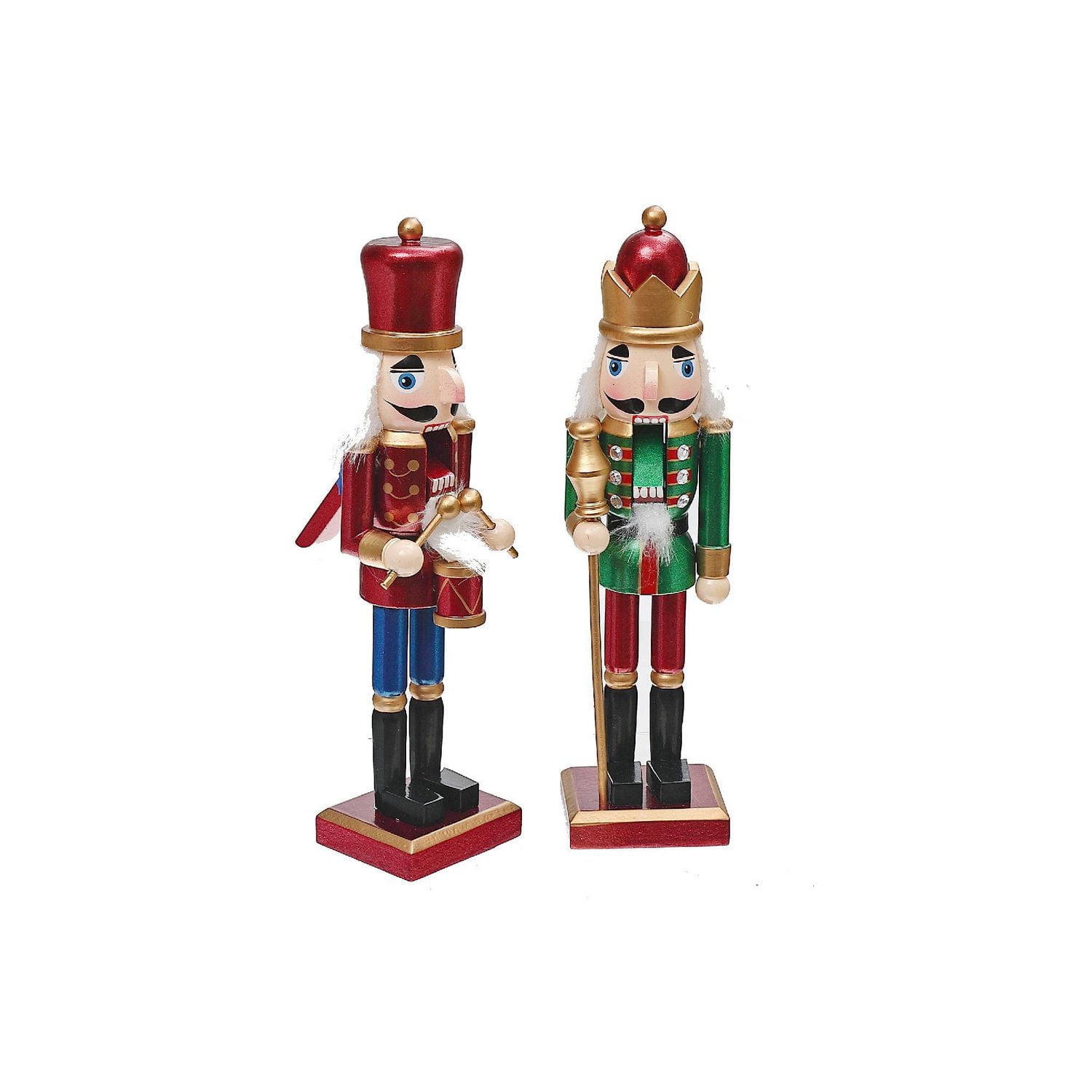 Christmas Wooden Nutcracker Figurine  10" - Set of 2
