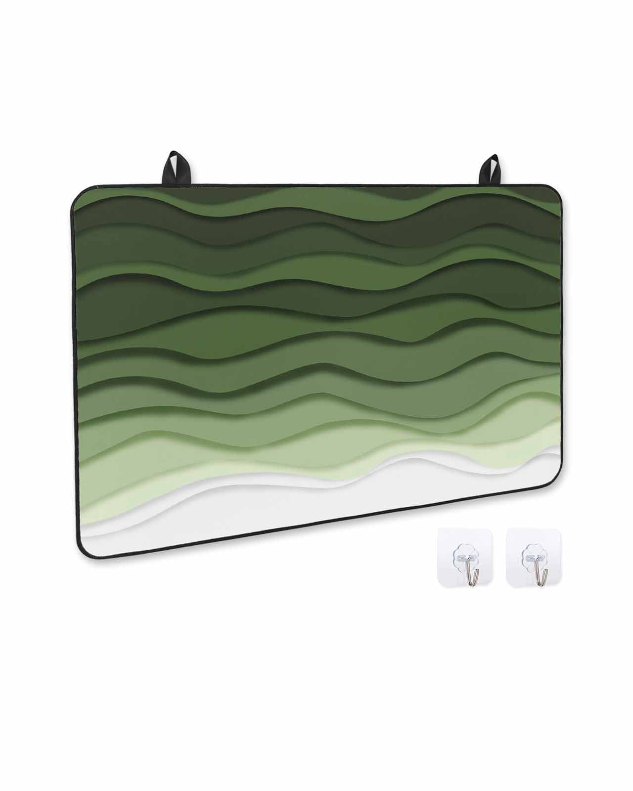 nqOlkjepod Large Induction Cooktop Protector Mat 24"x21", Green Ombre Stripes Stove Top Covers for Electric Stove, Modern Gradient Abstract Waves Art Stove Burner Cover Mats, Glass Top Stove Cover