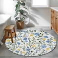 thumbnail image 3 of Round Rugs 3Ft, Blue Yellow Floral Spring Round Area Rug Washable Indoor Throw Carpet, Summer Botanical Pastoral Green Small Non Slip Circle Rug for Bedroom Living Room Home Decor Aesthetic, 3 of 8