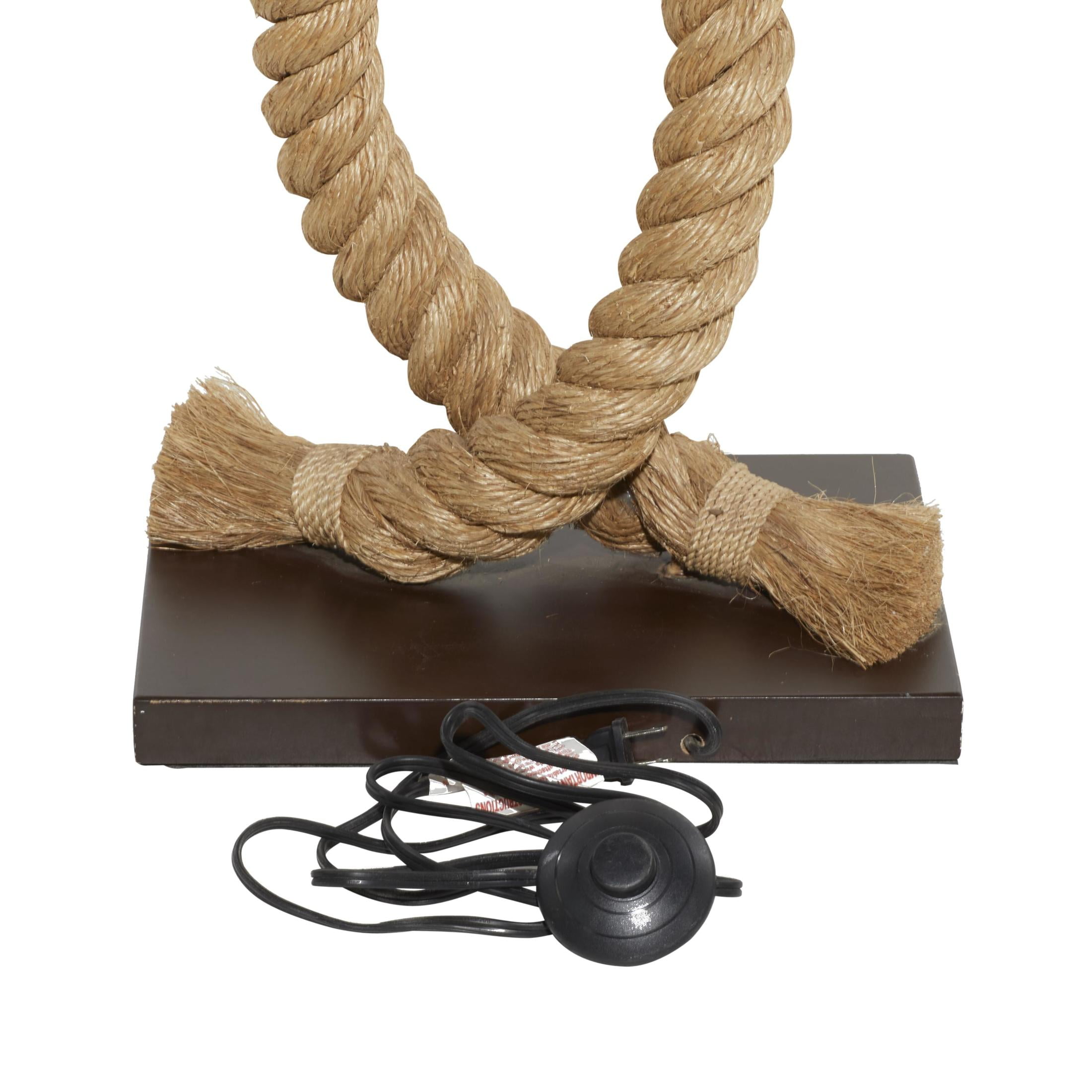 DecMode 63" Rope Brown Floor Lamp with White Fabric Shade