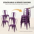 thumbnail image 5 of VINEEGO Metal Dining Chair Indoor-Outdoor Use Stackable Classic Trattoria Chair Fashion Dining Metal Side Chairs for Bistro Cafe Restaurant Set of 4 (Purple), 5 of 6